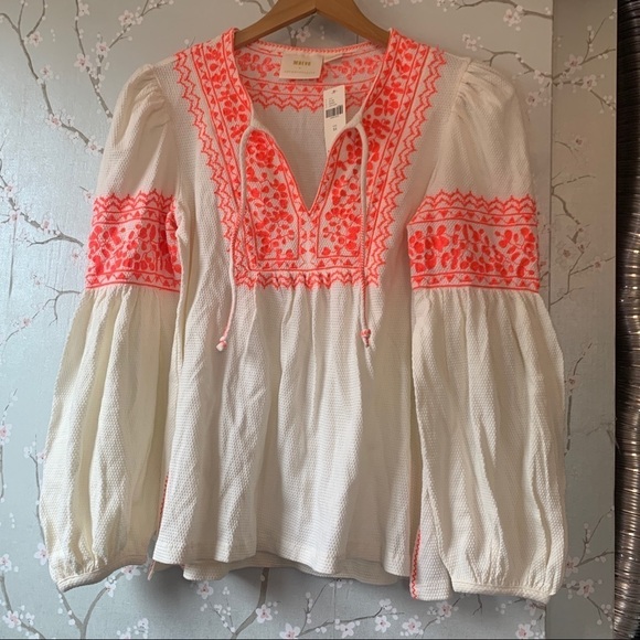 ANTHROPOLOGIE Maeve Louisa Textured Peasant Top XS - Picture 7 of 8